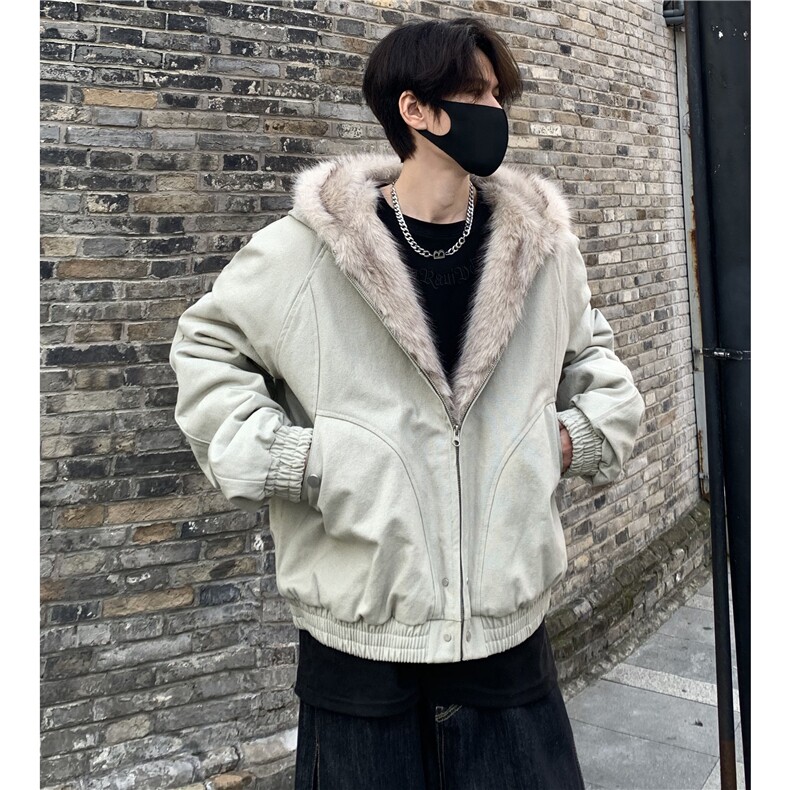 美式座山雕毛领外套男女冬季小众设计感加厚棉服男棉衣特p90,男装棉衣,电商C307
