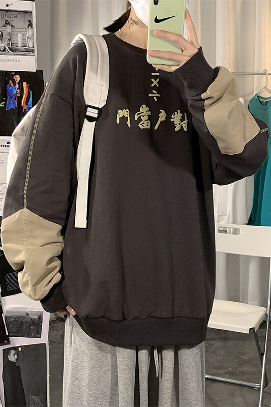2024春季海报风大码男宽松圆领文字印花嘻哈卫衣WY22-P55限价68,男装卫衣,电商A089-1