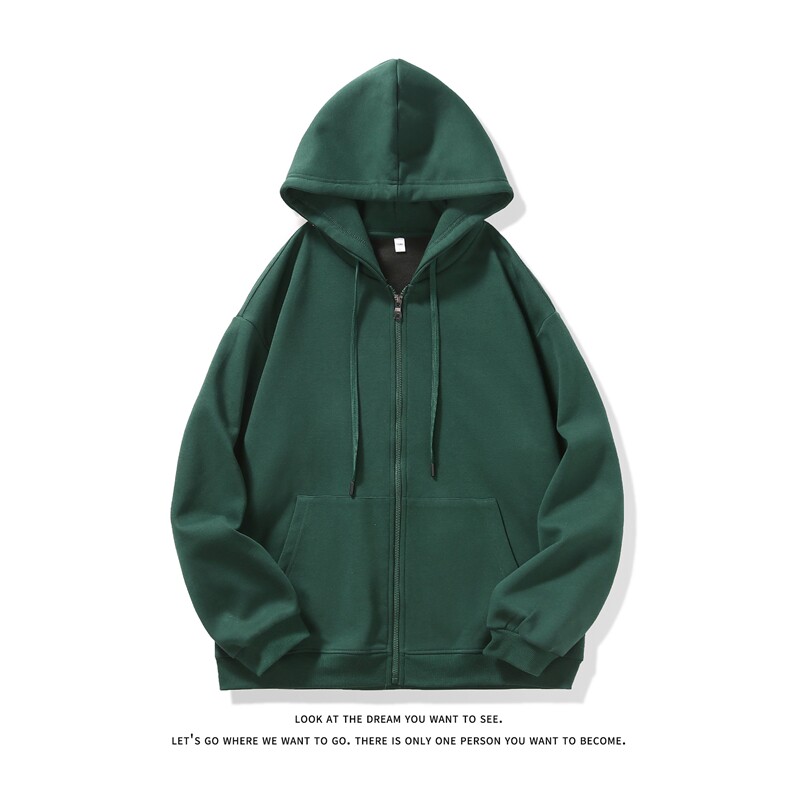 潮流大码休闲宽松情侣开衫连帽纯色卫衣外套W4277-P44【特价】,女装短外套,电商A007