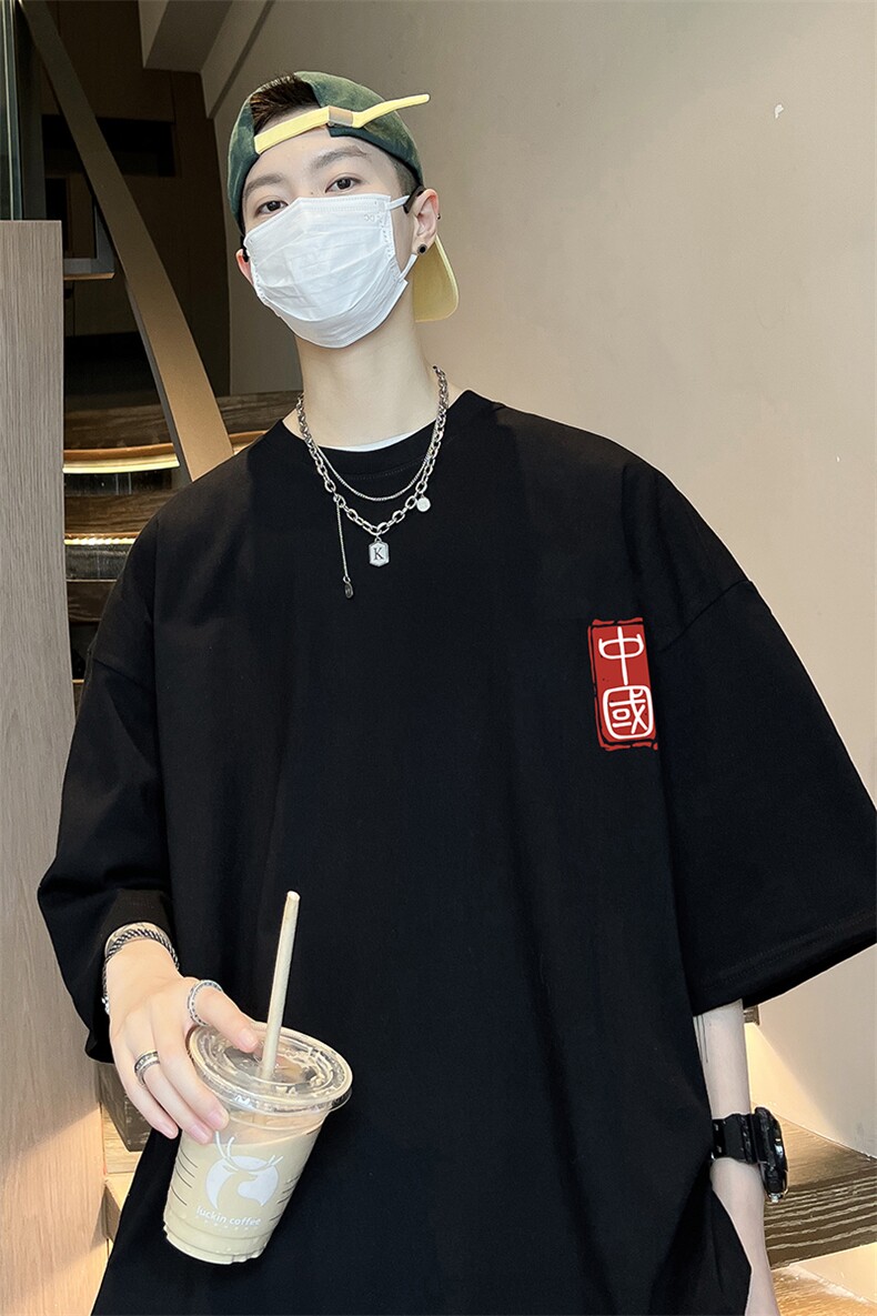 量大优可提供视频2024夏季新美式短袖T恤D223A-T24126-P18,男装T恤,电商019-1