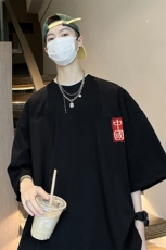 量大优可提供视频2024夏季新美式短袖T恤D223A-T24126-P18，男装T恤，电商019-1