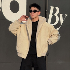 AY131/P158控208冬季社会小伙百搭加绒重磅连帽座山雕外套男白首，女装短外套，星座305B-1