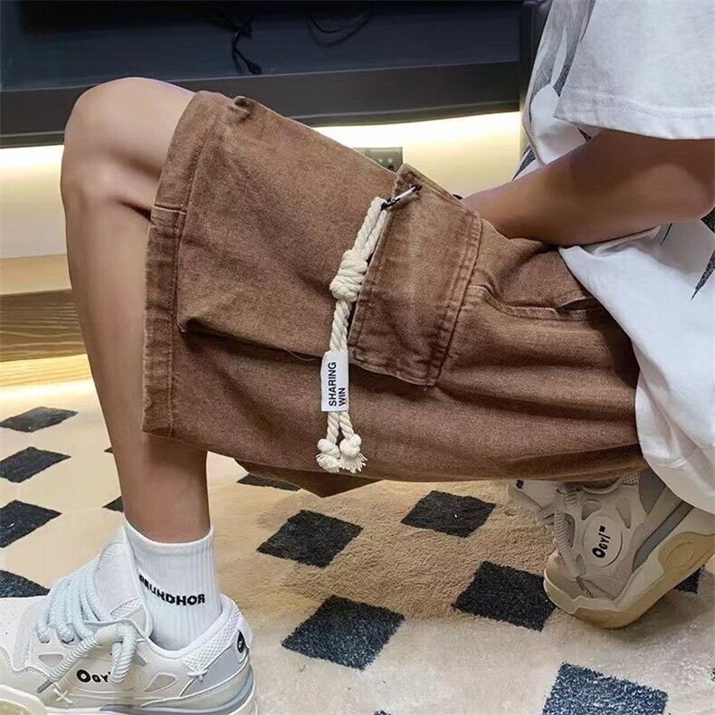 W9717-P43 网图现货 ins新款潮流工装牛仔短裤夏季五分休闲中裤图片