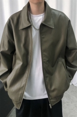 现货主推高质量皮衣外套男宽松皮夹克机车服A026P95加绒P105，男装夹克，电商A351
