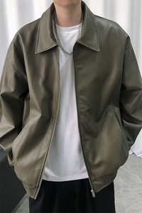 现货主推高质量皮衣外套男宽松皮夹克机车服 A026 P95 加绒P105图片