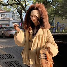 F917-P95美式复古休闲大毛领棉服派克服外套女秋冬2025新，男装棉衣，电商B323A