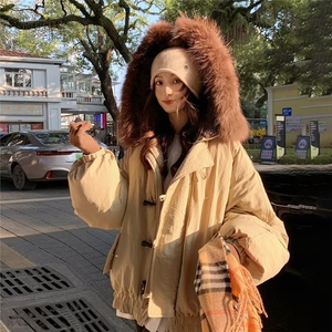 F917-P95 美式复古休闲大毛领棉服派克服外套女秋冬2025新图片