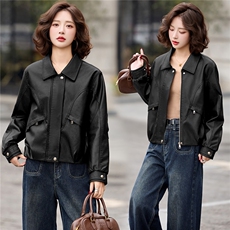 2026春装新款经典时尚皮衣小外套机车服女装，女装皮衣，1C078