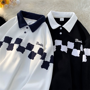 大 秋季卫衣男宽松拼色polo领长袖416B-WY266-P60限78图片