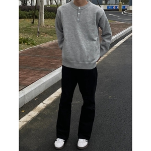 【有货】PLMY1ZZ-特P58 老钱亨利领毛衣男秋冬美式复古慵懒针织衫图片