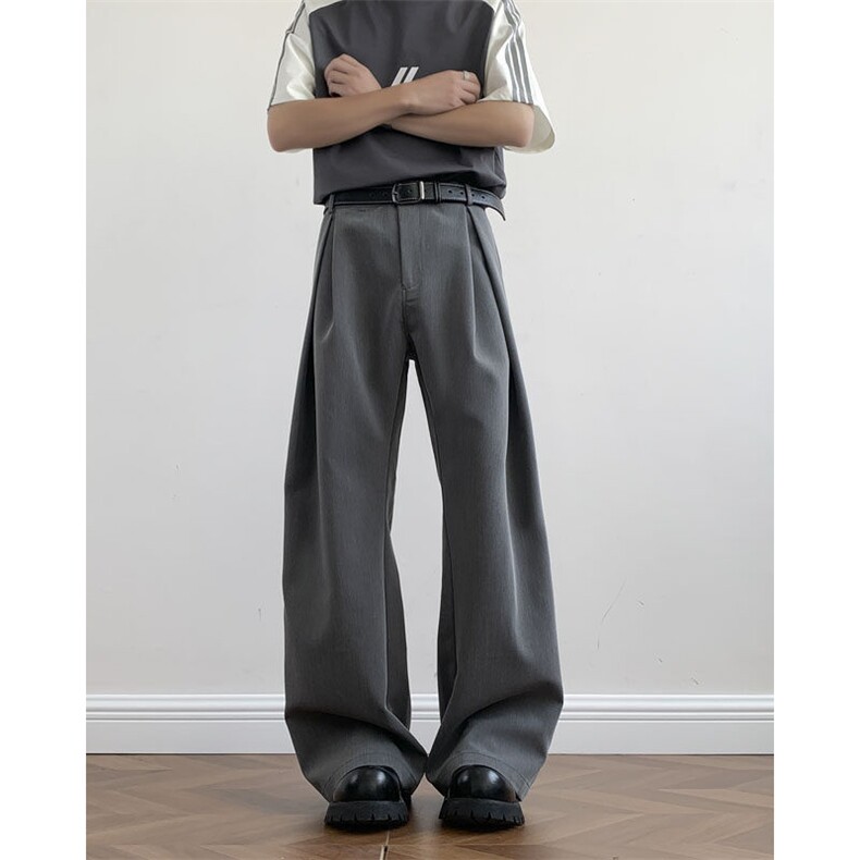 立体A字廓形双层褶弯刀西裤宽松通勤cleanfit夏休闲长裤，男装西裤，星座410-6（原星座1304-1）