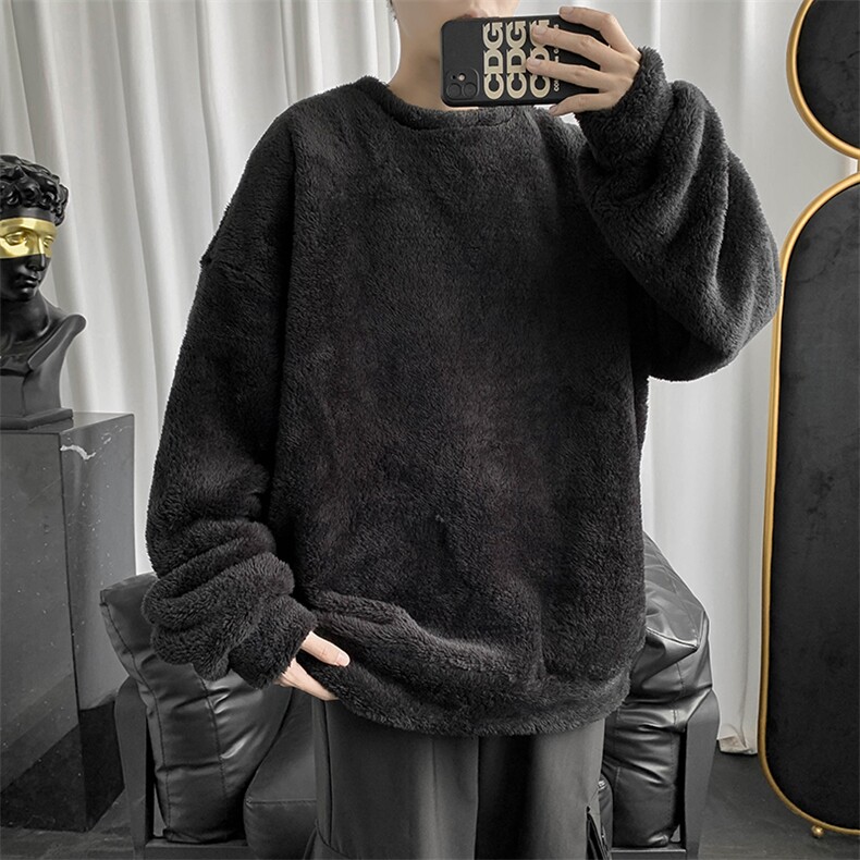 新款羊羔毛保暖毛衣宽松秋冬季上衣服加绒加厚卫衣外套M031-P42,男装针织衫/毛衣,星座512-2