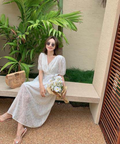 小雏菊雪纺连衣裙，女装连衣裙，晶晶