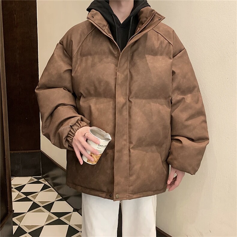 （现货）美拉德复古皮棉衣纯色立领加厚棉袄棉服7383-特P90,男装棉衣,星座1213