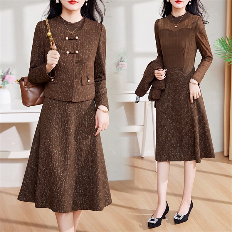 现货-新品】小西装外套+连衣裙2024年春装新款女士洋气两件套图片