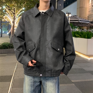 复古PU皮衣外套男2025 春季新款美式休闲夹克上衣A406 JK3521 P88图片