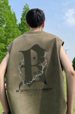 量大优可提供视频2024夏季美式麂皮绒背心D223A-BP2416-P18，男装背心/马甲，电商019-1