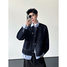 假两件设计衬衫领高智感垫肩外套男cleanfit夹克春季JK016P138，男装夹克，星座512-1（原513-3）