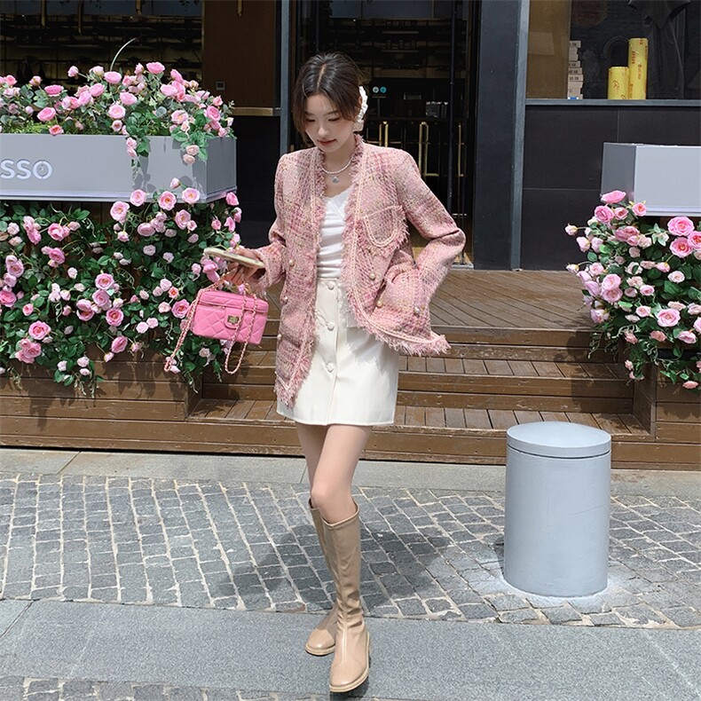 高级感显瘦上衣短裙女2025春秋季新款韩系气质小香风裙图片