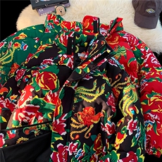 现货！MY203东北牡丹花棉袄加厚立领花棉衣抖音网红3344-p55，男装棉衣，星座207