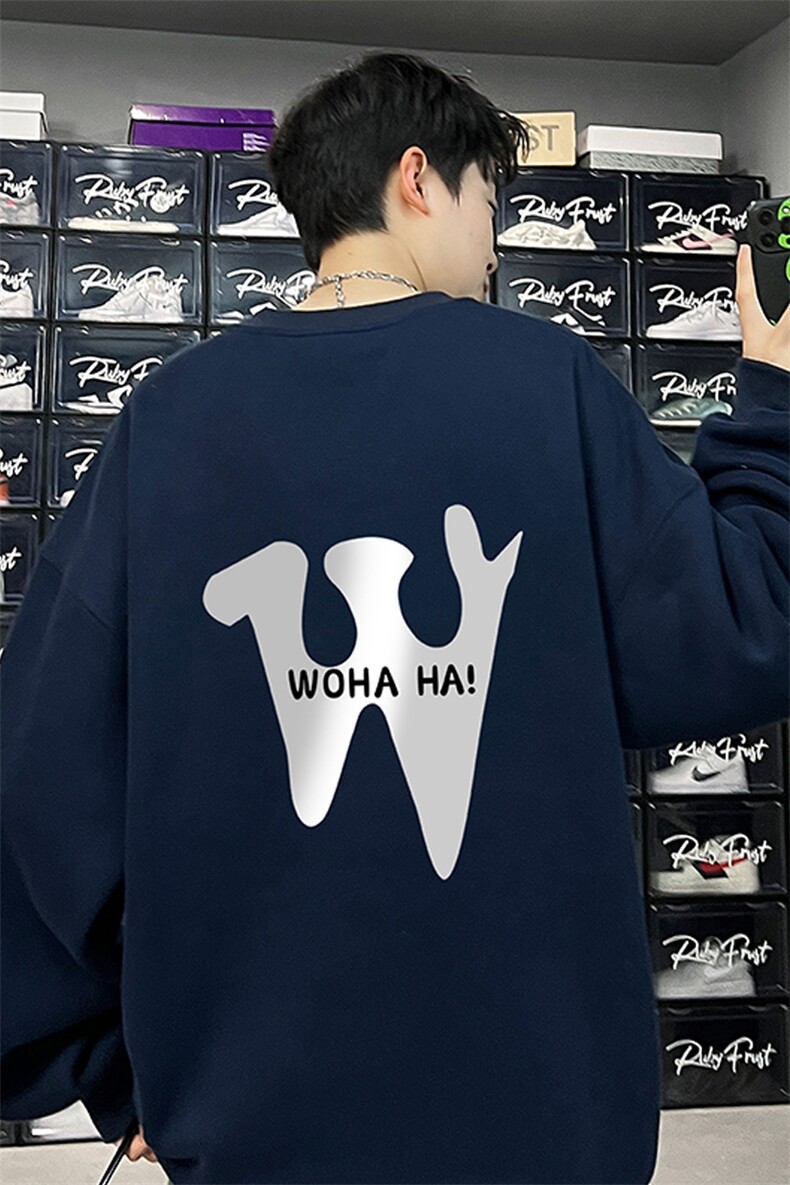 ！圆领卫衣港风长袖T恤男外套男WY126-P28,男装卫衣,电商B367