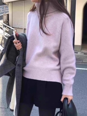 长袖套头纯色2024年秋季高领羊毛针织衫，女装羊毛衫，鑫之绒