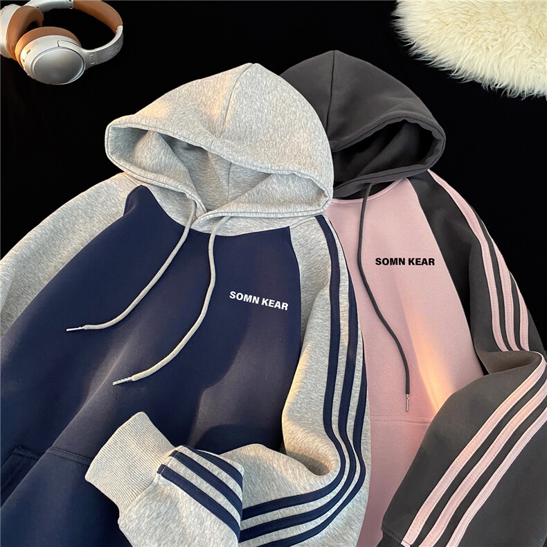高品质！全棉重磅400克三条杠撞色印花连帽卫衣RH1206p63控98,男装卫衣,星座610B-1