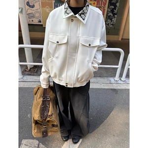 春秋季蛇年限定白蛇翻领宽松夹克男女美式复古休闲情侣棒球服外套图片