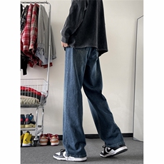 潮流宽松个性百搭牛仔裤男女美式高街直筒休闲裤N6021/P43，男装牛仔裤，电商D202-1