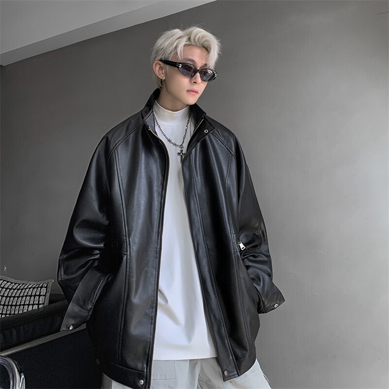 自拍图！美式复古皮衣外套男春款潮牌痞帅宽松PU皮夹克JK720-P85,男装夹克,星座1209-2