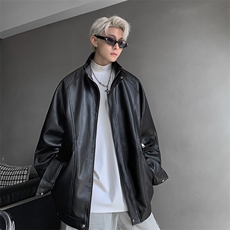 自拍图！美式复古皮衣外套男春款潮牌痞帅宽松PU皮夹克JK720-P85，男装夹克，星座1209-2