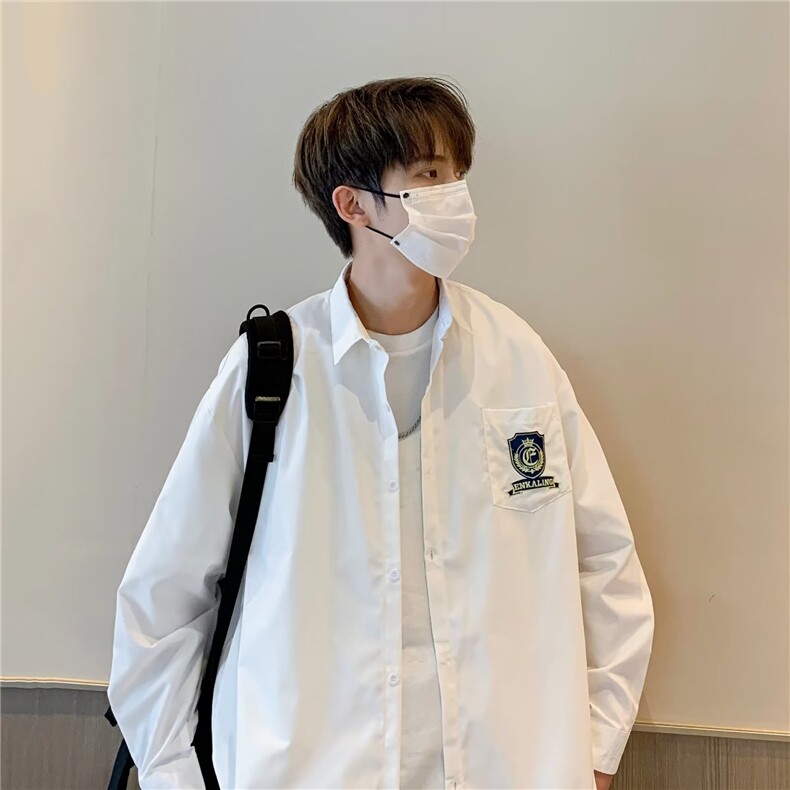 班服衬衫男长袖韩版潮流帅气2023秋冬季新款isn宽松衬衣CY535-P35,男装衬衫,星座412-3