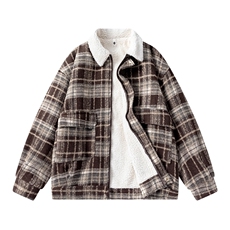 冬装加厚保暖格子男士棉袄呢料棉服情侣羊羔毛呢棉衣M8002-P110，男装棉衣，电商A006