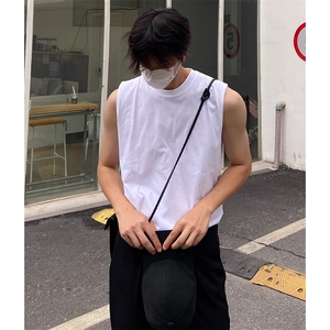抖音得物高品质二开 冰感爽滑280克双纱纯棉纯色坎肩无袖T恤背心图片