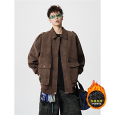 加棉特批100JK2563特P85控158棉服外套男流拉链皮夹克男100聚酯，男装夹克，电商B370