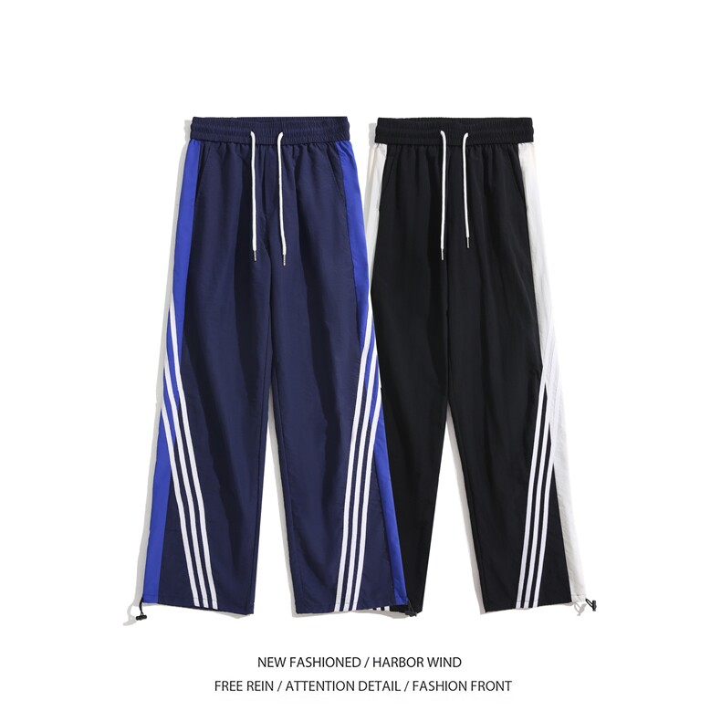 抖音品质运潮流动条纹拼色透气宽松休闲裤B315-K24210-特p35控68,男装休闲裤,电商B315