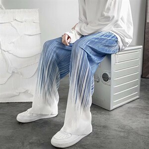 高街裤子垂坠感扎染阔腿休闲裤男春秋2023新款拖地长裤k2155-p35图片