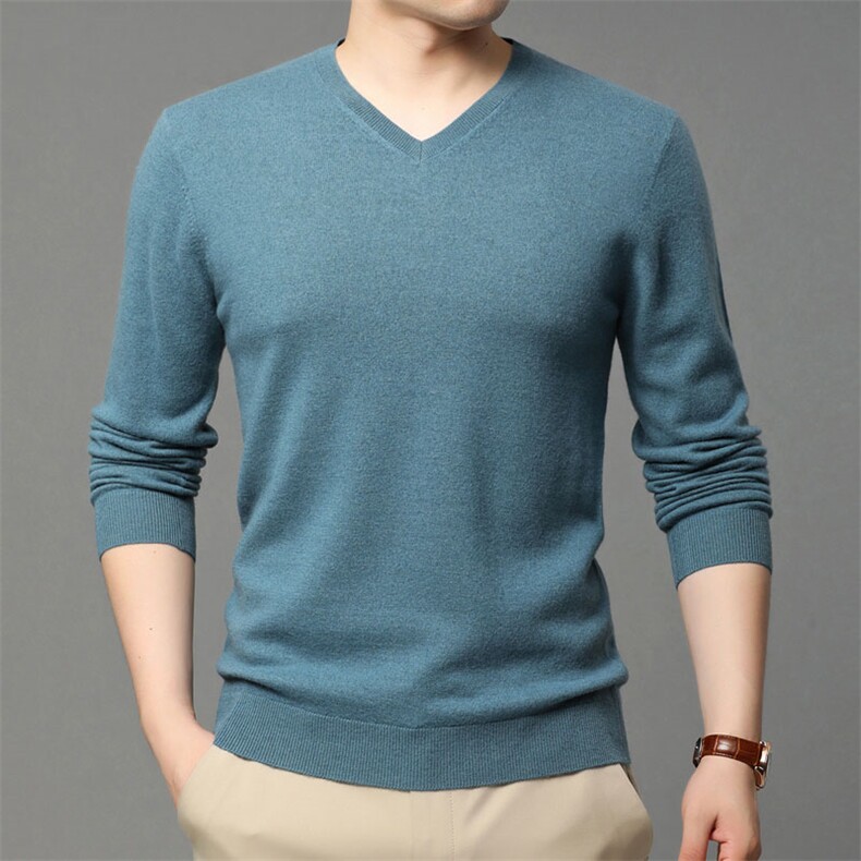 2023春季新款男士长袖套头百搭中年爸爸装打底衫休闲上衣图片