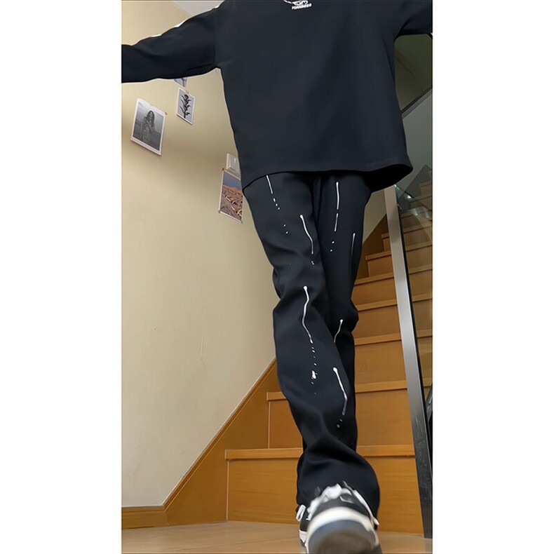 高街美式复古漆点泼墨牛仔裤嘻哈痞帅常规55加绒65,男装牛仔裤,星座310A-4