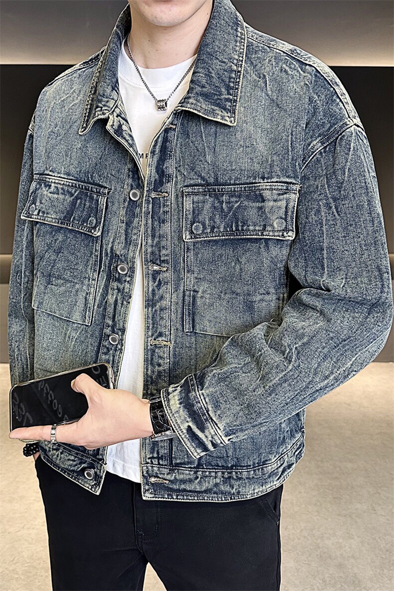 高货夹克男2025秋重工艺水洗做旧牛仔外套男B317/JK510/P155,男装工装外套,电商B317