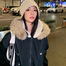 现货重磅boxy短款棉衣座山雕大毛毛领男女棉服水洗工装厚外套，男装棉衣，电商A486-1