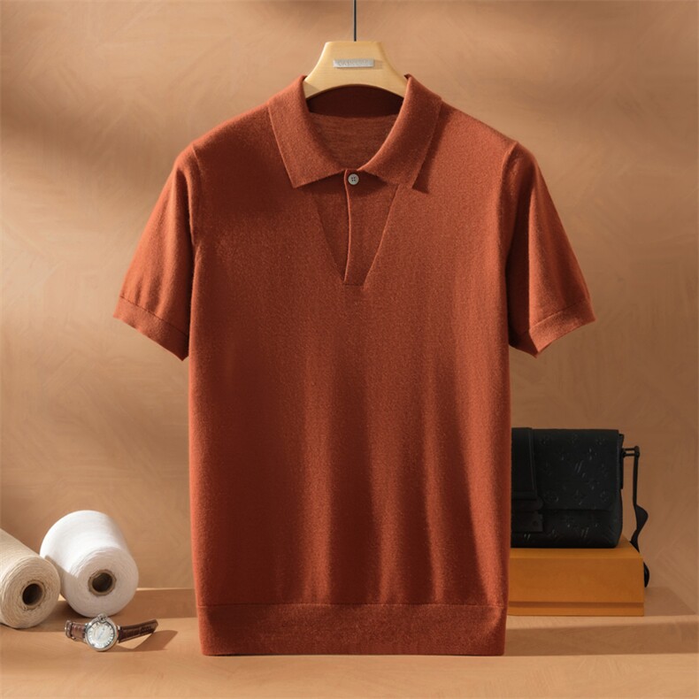 2025舒适百搭秋季新款软糯舒适男精仿短袖羊绒，男装羊绒套衫，英皇羊绒