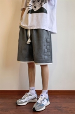 2025夏季港风宽松休闲麂皮绒运动五分短裤B266-DK11-P40，男装牛仔裤，星座B257-1