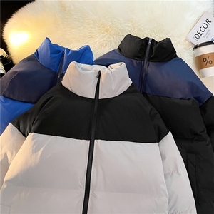 毛毯平铺 拼接撞色保暖面包服立领情侣棉衣A247-MY250特批50图片