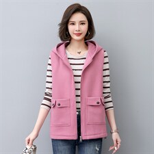 2022年秋季纯色连帽棉常规拉链马夹，女装马甲，依倍林
