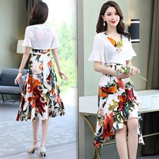 2023年夏季新款时尚气质雪纺大花两件套连衣裙，女装连衣裙，鑫鑫美