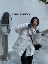 翻领廓形羽绒服 Size：SM，女装羽绒服，里奈(1F)