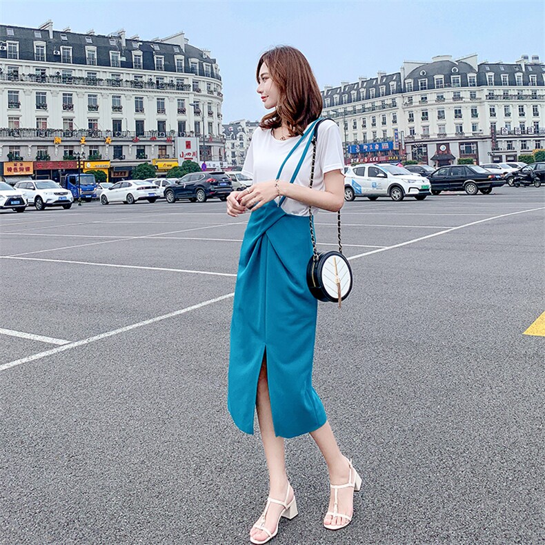 套装/套裙圆领短袖潮流优雅时尚气质纯色2021年夏季，女装套装/套裙，布衣桑