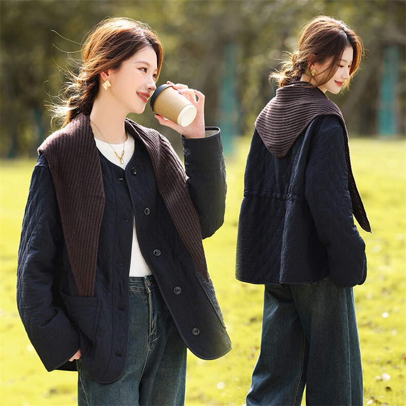 夹棉棉服女保暖舒适休闲2025冬季时尚休闲外套棉衣，女装棉衣/棉服，鑫源服饰
