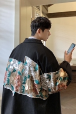 港风休闲宽松刺绣外套男潮拼接翻领工装夹克男7568P85控118，男装夹克，星座227-7